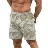 COOFANDY Men Swim Trunk with Compression Liner 2 in 1 Swimwear Bathing Suit Quick Dry Board Short(P Plam Leaf)