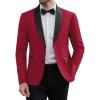 COOFANDY Men Tuxedo Jacket Slim Fit Blazer Suit Jacket Prom Dinner Party Wedding(Dark Red)