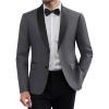 COOFANDY Men Tuxedo Jacket Slim Fit Blazer Suit Jacket Prom Dinner Party Wedding(Grey)