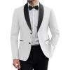 COOFANDY Men Tuxedo Jacket Slim Fit Blazer Suit Jacket Prom Dinner Party Wedding(White)