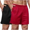 COOFANDY Men’s 2 Pack Gym Workout Shorts 5 Inch Mesh Athletic Shorts Quick Dry Running Shorts with Pockets(Black / Deep Red)