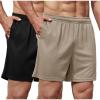 COOFANDY Men’s 2 Pack Gym Workout Shorts 5 Inch Mesh Athletic Shorts Quick Dry Running Shorts with Pockets(Black / Khaki)