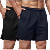 COOFANDY Men’s 2 Pack Gym Workout Shorts 5 Inch Mesh Athletic Shorts Quick Dry Running Shorts with Pockets(Black / Navy Blue)