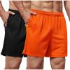 COOFANDY Men’s 2 Pack Gym Workout Shorts 5 Inch Mesh Athletic Shorts Quick Dry Running Shorts with Pockets(Black / Orange)
