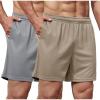 COOFANDY Men’s 2 Pack Gym Workout Shorts 5 Inch Mesh Athletic Shorts Quick Dry Running Shorts with Pockets(Light Grey / Khaki)