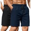 COOFANDY Men’s 2 Pack Gym Workout Shorts 7 Inch Lightweight Athletic Shorts Quick Dry Running Shorts with Pockets(Black/Navy Blue)