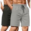 COOFANDY Men’s 2 Pack Gym Workout Shorts 7 Inch Lightweight Athletic Shorts Quick Dry Running Shorts with Pockets(Light Grey/Dark Green)