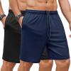 COOFANDY Mens 2 Pack Gym Workout Shorts 7 Inch Quick Dry Athletic Shorts Lightweight Running Shorts with Pockets(Black / Navy Blue)