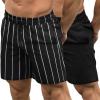 COOFANDY Mens 2 Pack Gym Workout Shorts 7 Inch Quick Dry Athletic Shorts Lightweight Running Shorts with Pockets(Black Stripes/Black)