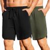 COOFANDY Mens 2 Pack Gym Workout Shorts 7 Inch Quick Dry Athletic Shorts Lightweight Running Shorts with Pockets(Black/Army Green)