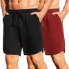 COOFANDY Mens 2 Pack Gym Workout Shorts 7 Inch Quick Dry Athletic Shorts Lightweight Running Shorts with Pockets(Black/Dark Red)