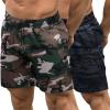 COOFANDY Mens 2 Pack Gym Workout Shorts 7 Inch Quick Dry Athletic Shorts Lightweight Running Shorts with Pockets(Camo Black/Camo Army Grey)