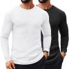 COOFANDY Men’s 2 Pack Muscle T-Shirt Stretch Long Sleeve Gym Workout Bodybuilding Training Tee Shirts Casual Hipster Tops(A-black/White)