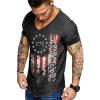 COOFANDY Mens 2 Pack Muscle V Neck T Shirt Fitted Gym Workout Short Sleeve Bodybuilding Tee(Black Usa Flag)