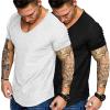 COOFANDY Mens 2 Pack Muscle V Neck T Shirt Fitted Gym Workout Short Sleeve Bodybuilding Tee(Black/ White(v Neck))
