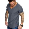 COOFANDY Mens 2 Pack Muscle V Neck T Shirt Fitted Gym Workout Short Sleeve Bodybuilding Tee(Grey)