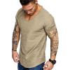 COOFANDY Mens 2 Pack Muscle V Neck T Shirt Fitted Gym Workout Short Sleeve Bodybuilding Tee(Light Khaki)