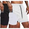COOFANDY Men’s 2 Pack Running Shorts 2 in 1 Workout Shorts Quick Dry Gym Training Athletic Jogger with Phone Pockets(2-pack: Black+white)