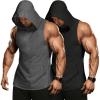 COOFANDY Men’s 2 Pack Workout Hooded Tank Tops Bodybuilding Muscle Cut Off T Shirt Sleeveless Gym Hoodies(Black&dark Grey)