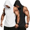 COOFANDY Men’s 2 Pack Workout Hooded Tank Tops Bodybuilding Muscle Cut Off T Shirt Sleeveless Gym Hoodies(Black&white)