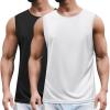 COOFANDY Mens 2 Pack Workout Tank Top UPF 50+ Quick Dry Sleeveless Swim Shirt Gym Muscle Athletic Summer Beach T Shirts(Black/White)
