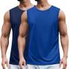 COOFANDY Mens 2 Pack Workout Tank Top UPF 50+ Quick Dry Sleeveless Swim Shirt Gym Muscle Athletic Summer Beach T Shirts(Blue/Navy Blue)