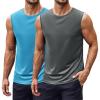 COOFANDY Mens 2 Pack Workout Tank Top UPF 50+ Quick Dry Sleeveless Swim Shirt Gym Muscle Athletic Summer Beach T Shirts(Dark Grey/Light Blue)