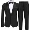 COOFANDY Men’s 2 Piece Suit Slim Fit One Button Tuxedo Jacket Pants for Wedding Prom Business(Black)
