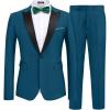 COOFANDY Men’s 2 Piece Suit Slim Fit One Button Tuxedo Jacket Pants for Wedding Prom Business(Deep Blue)