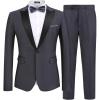 COOFANDY Men’s 2 Piece Suit Slim Fit One Button Tuxedo Jacket Pants for Wedding Prom Business(Deep Grey)
