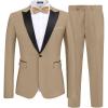 COOFANDY Men’s 2 Piece Suit Slim Fit One Button Tuxedo Jacket Pants for Wedding Prom Business(Khaki)