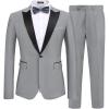 COOFANDY Men’s 2 Piece Suit Slim Fit One Button Tuxedo Jacket Pants for Wedding Prom Business(Light Grey)