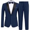 COOFANDY Men’s 2 Piece Suit Slim Fit One Button Tuxedo Jacket Pants for Wedding Prom Business(Navy Blue)