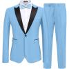 COOFANDY Men’s 2 Piece Suit Slim Fit One Button Tuxedo Jacket Pants for Wedding Prom Business(Sky Blue)
