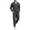COOFANDY Men’s 2 Piece Track Suit Set Jogging Sweatsuit Workout Quarter Zip Suit(Dark Grey)