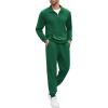 COOFANDY Men’s 2 Piece Track Suit Set Jogging Sweatsuit Workout Quarter Zip Suit(Green)