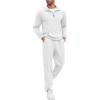 COOFANDY Men’s 2 Piece Track Suit Set Jogging Sweatsuit Workout Quarter Zip Suit(White)
