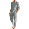 COOFANDY Men’s 2 Pieces Cotton Linen Set Henley Shirt Long Sleeve and Casual Beach Pants Summer Yoga Outfits(Grey)