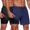 COOFANDY Men’s 2 in 1 Running Shorts 2 Pack Athletic Shorts Quick Dry Gym Training Workout Shorts with Pockets(Black/Navy Blue)