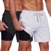 COOFANDY Men’s 2 in 1 Running Shorts 2 Pack Athletic Shorts Quick Dry Gym Training Workout Shorts with Pockets(Black/White)