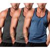 COOFANDY Men’s 3 Pack Gym Tank Tops Y-Back Workout Muscle Tee Sleeveless Fitness Bodybuilding T Shirts(01-black/Blue/Dark Grey)