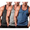 COOFANDY Men’s 3 Pack Gym Tank Tops Y-Back Workout Muscle Tee Sleeveless Fitness Bodybuilding T Shirts(Black/Blue/Light Grey)