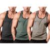 COOFANDY Men’s 3 Pack Gym Tank Tops Y-Back Workout Muscle Tee Sleeveless Fitness Bodybuilding T Shirts(Khaki/Army Green/Black)