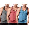 COOFANDY Men’s 3 Pack Gym Tank Tops Y-Back Workout Muscle Tee Sleeveless Fitness Bodybuilding T Shirts(Light Grey/Light Blue/Pink)