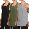 COOFANDY Men’s 3 Pack Quick Dry Workout Tank Top Gym Muscle Tee Fitness Bodybuilding Sleeveless T Shirt(Black/Gray/ Army Green)