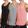 COOFANDY Men’s 3 Pack Quick Dry Workout Tank Top Gym Muscle Tee Fitness Bodybuilding Sleeveless T Shirt(Black/Light Grey/Pink)