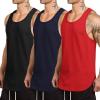 COOFANDY Men’s 3 Pack Quick Dry Workout Tank Top Gym Muscle Tee Fitness Bodybuilding Sleeveless T Shirt(Black/Red/Navy Blue)