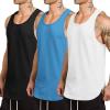 COOFANDY Men’s 3 Pack Quick Dry Workout Tank Top Gym Muscle Tee Fitness Bodybuilding Sleeveless T Shirt(Black/White/Blue)