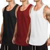 COOFANDY Men’s 3 Pack Quick Dry Workout Tank Top Gym Muscle Tee Fitness Bodybuilding Sleeveless T Shirt(Black/Wine Red/White)