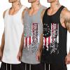 COOFANDY Men’s 3 Pack Quick Dry Workout Tank Top Gym Muscle Tee Fitness Bodybuilding Sleeveless T Shirt(Flag Black/Flag Grey/White)